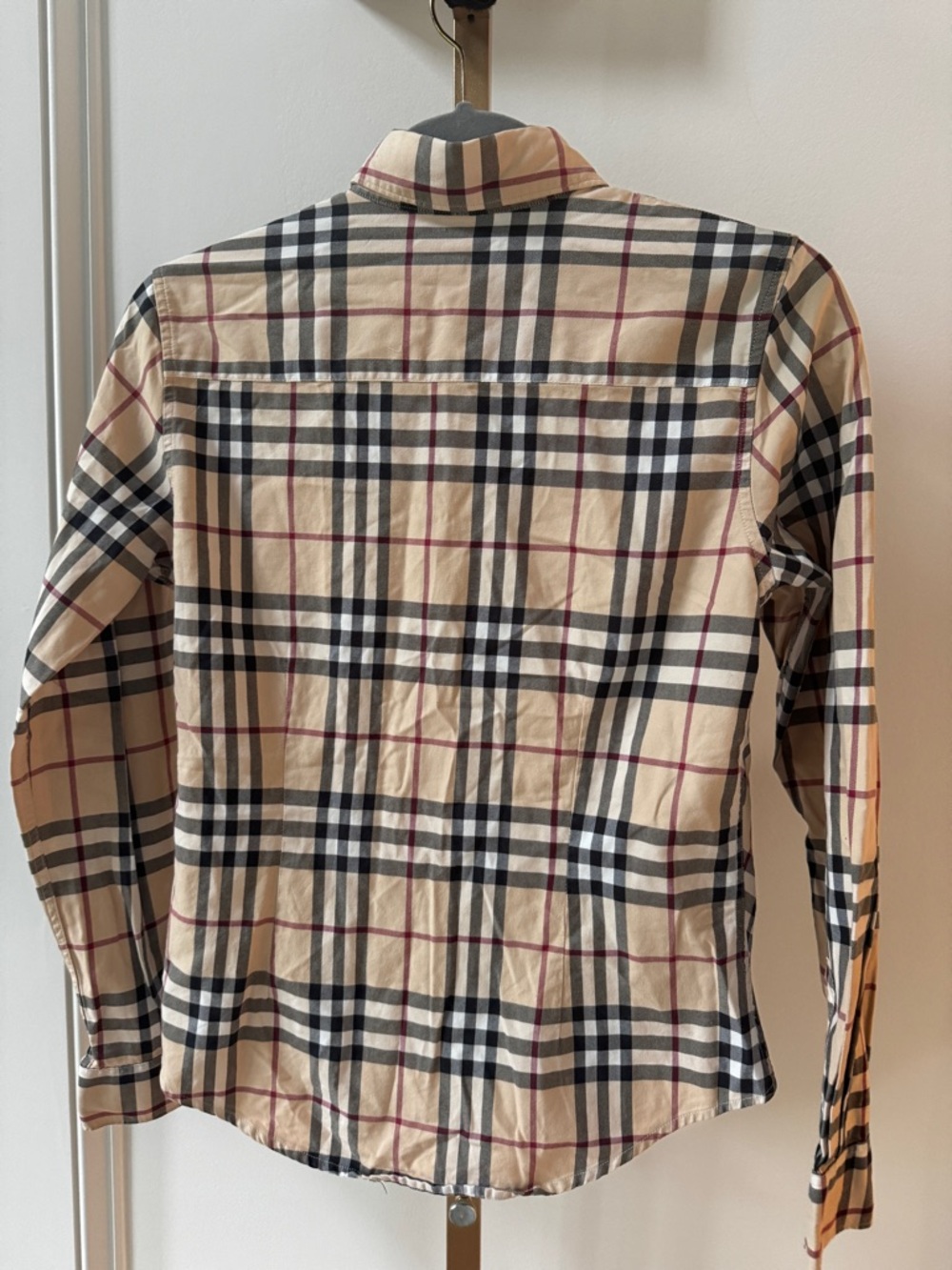 Burberry Beige Black Red Plaid Button-Down Shirt - Picture 3 of 7